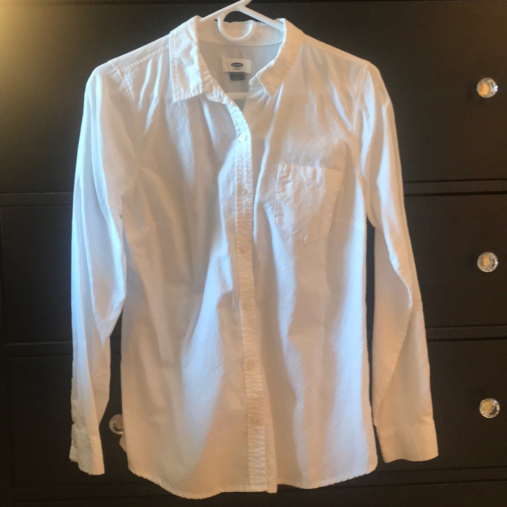 Old Navy White Linen Button-Up